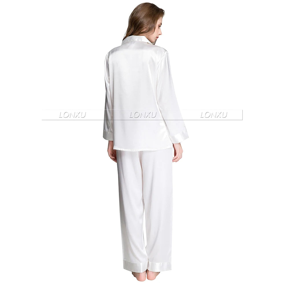 Womens Silk Satin Pajamas Set Pajama Pyjamas Set Sleepwear Loungewear S,M, L, XL, 2XL, 3XL Plus Solid__Fit All Seasons