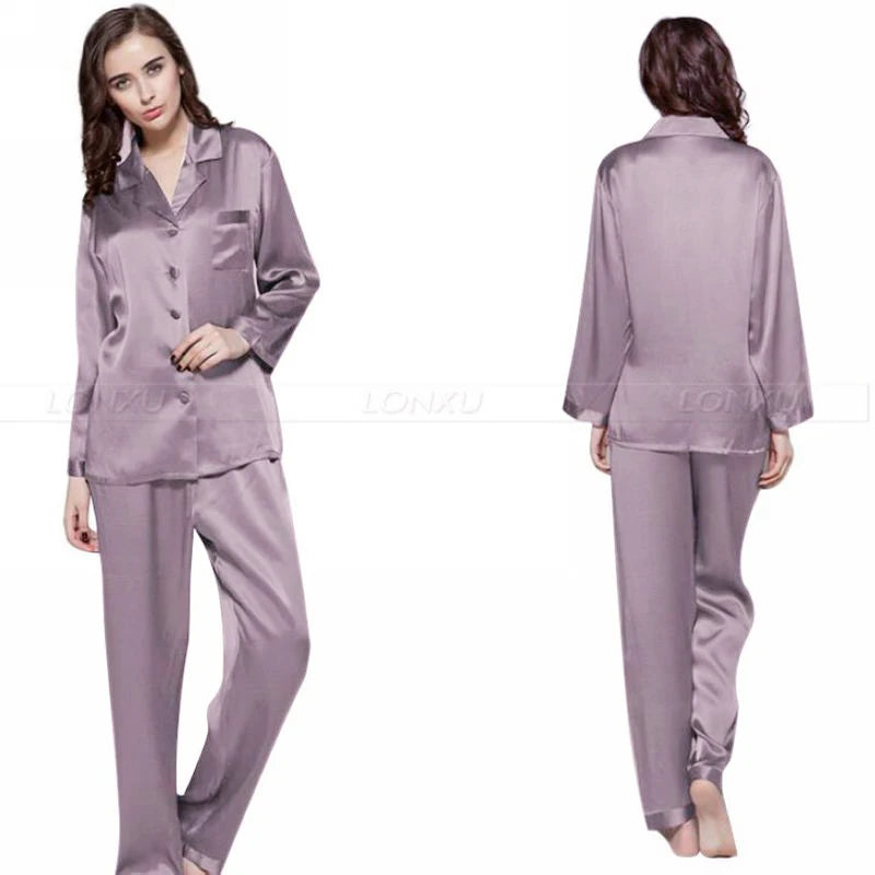 Womens Silk Satin Pajamas Set Pajama Pyjamas Set Sleepwear Loungewear S,M, L, XL, 2XL, 3XL Plus Solid__Fit All Seasons