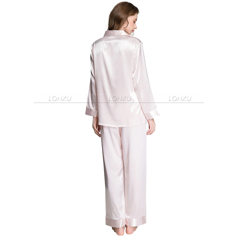 Womens Silk Satin Pajamas Set Pajama Pyjamas Set Sleepwear Loungewear S,M, L, XL, 2XL, 3XL Plus Solid__Fit All Seasons