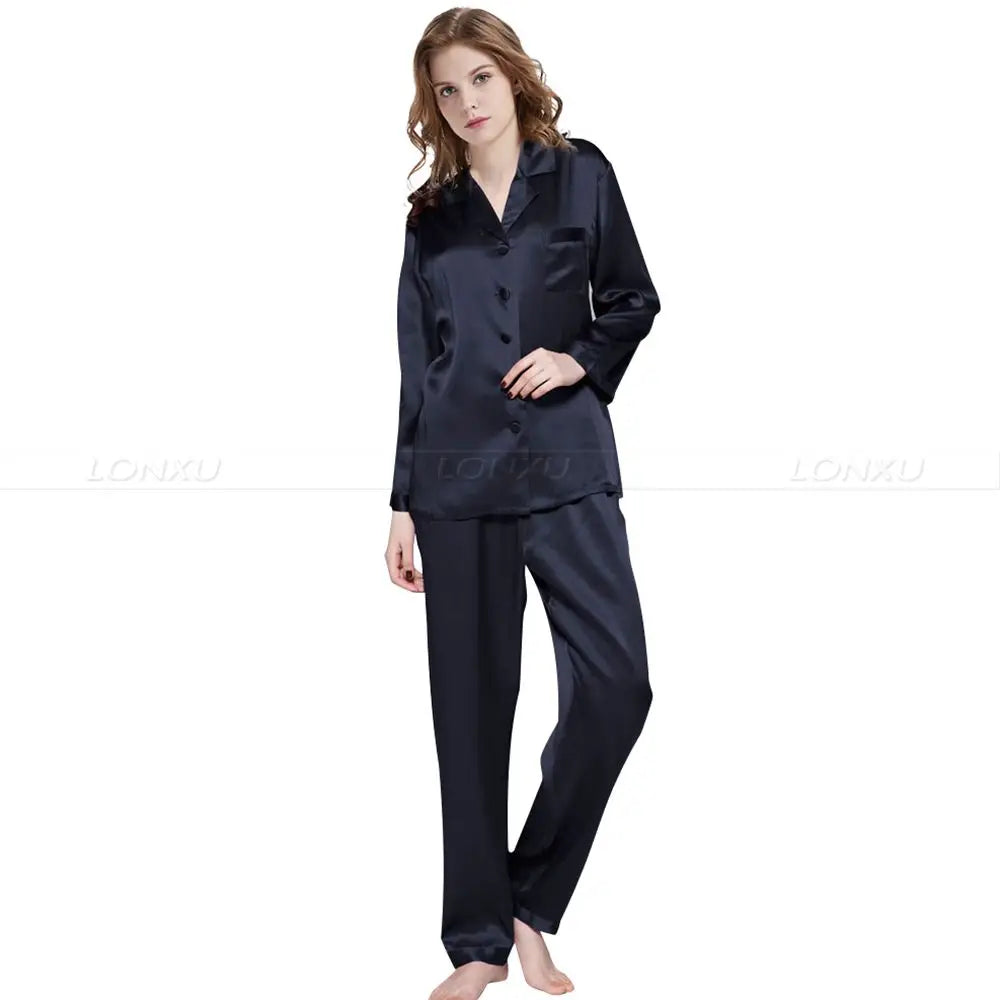 Womens Silk Satin Pajamas Set Pajama Pyjamas Set Sleepwear Loungewear S,M, L, XL, 2XL, 3XL Plus Solid__Fit All Seasons