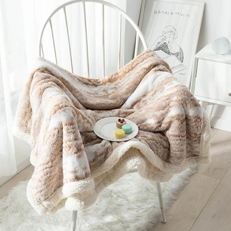 Cotton Velvet Winter Blanket Warm Jacquard Double-Sided Thickened Lambskin Blankets Comfortable Soft Multifunctional Blankets