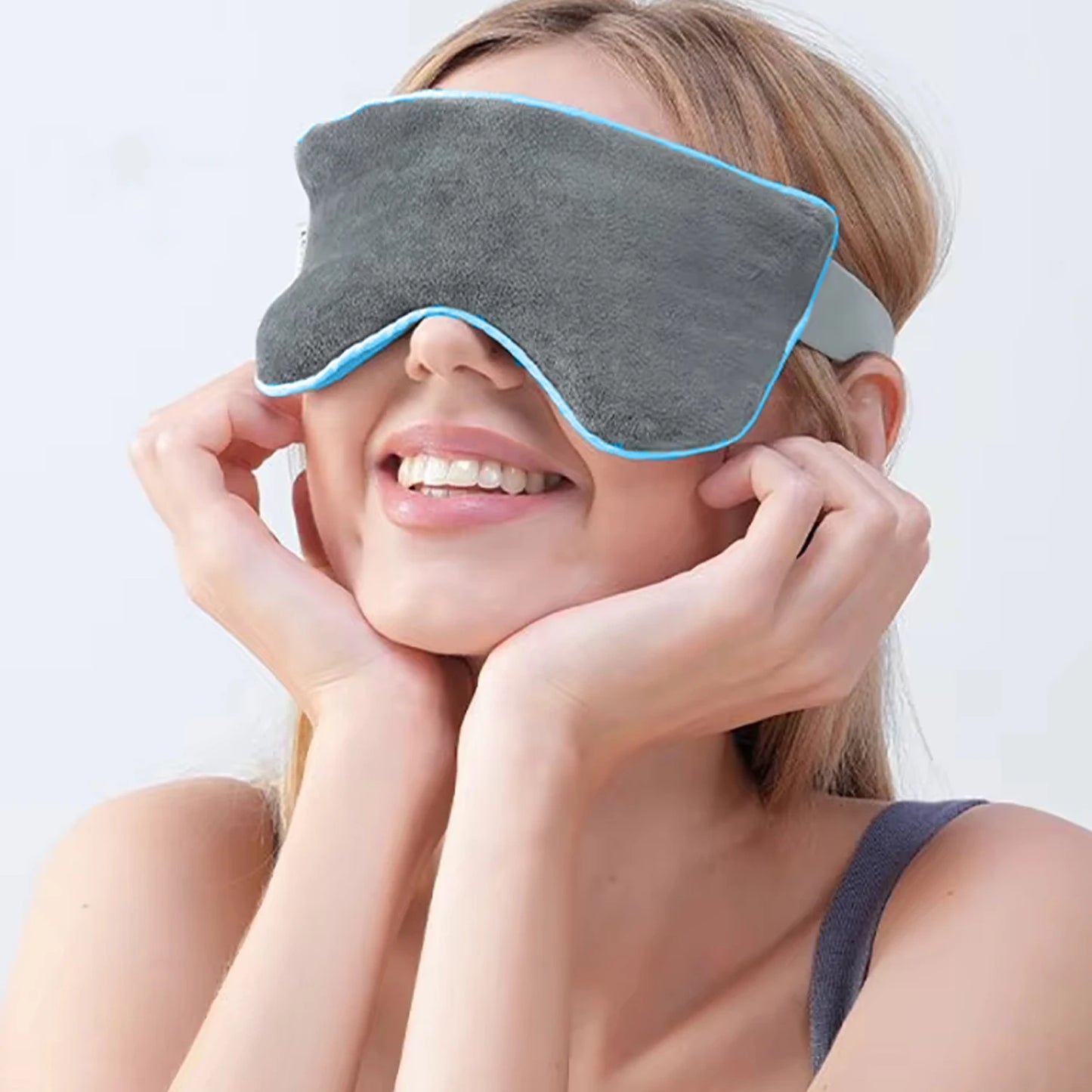 Weighted Eye Mask Cooling Sleep Mask Cold Eye Pillow with Weighted Beads & Adjustable Strap Pressure Relief Night Sleep Eye Mask