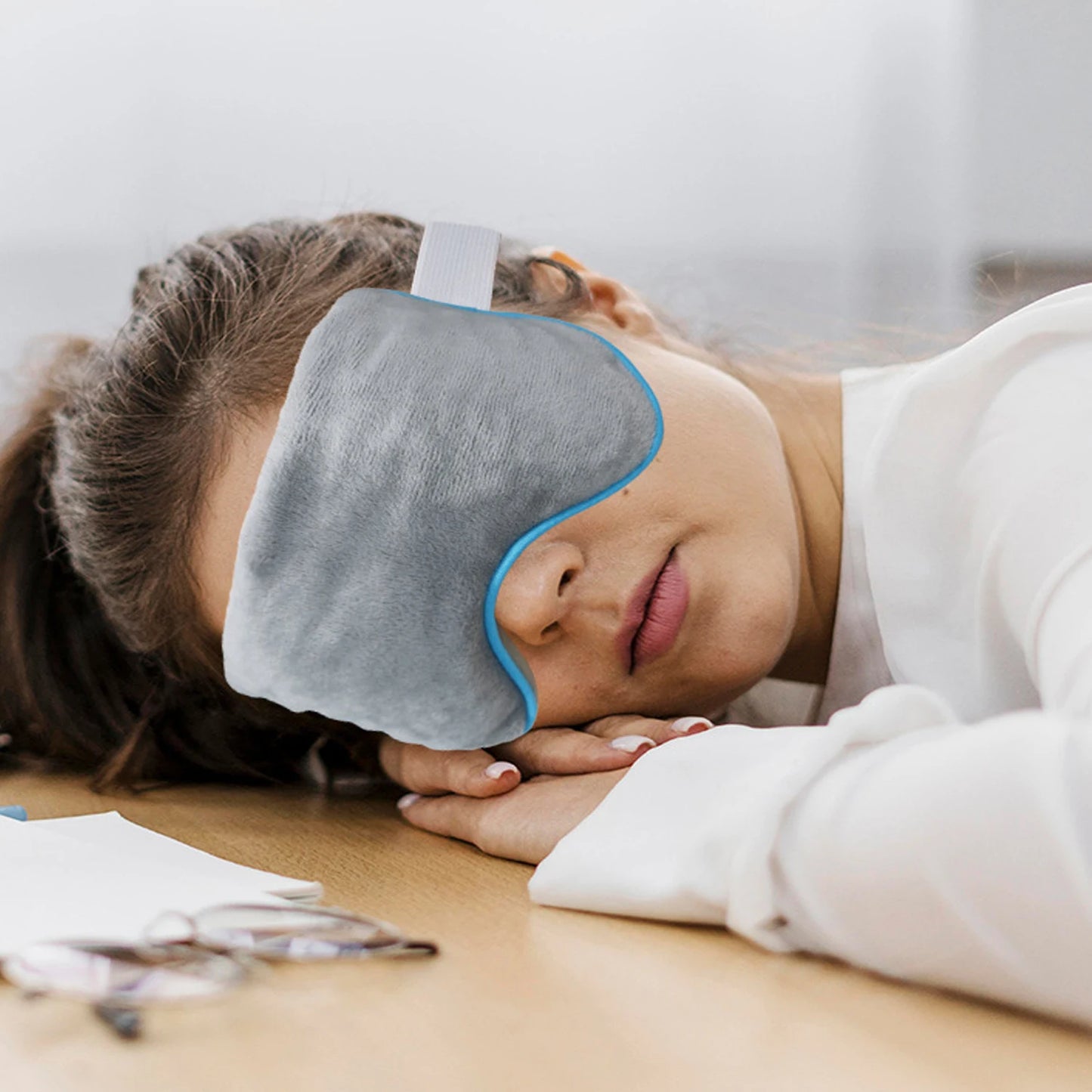 Weighted Eye Mask Cooling Sleep Mask Cold Eye Pillow with Weighted Beads & Adjustable Strap Pressure Relief Night Sleep Eye Mask