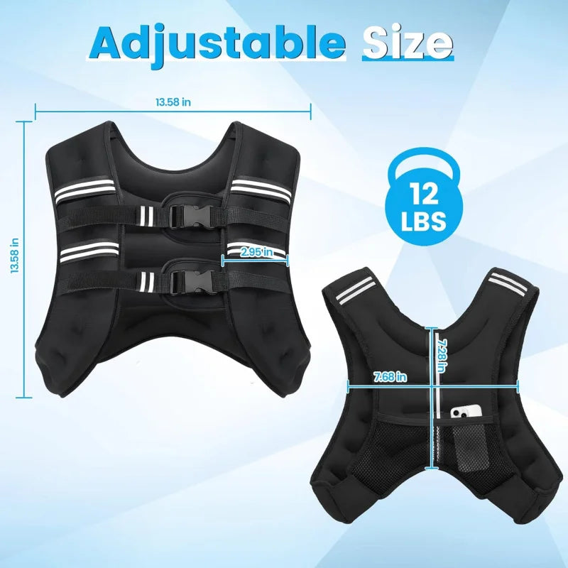 Weighted Vest,Men 6 Pound/8 Pound/12 Pound/16 Pound/20 Pound/30 Pound,Women with reflective stripes,Adjustable Weighted Vest,Sui