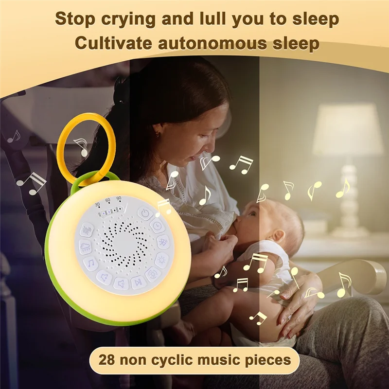 White Noise Machine With 11 White Noise Adjustable Night Light, Bluetooth Speaker,Timing Function Greenabht