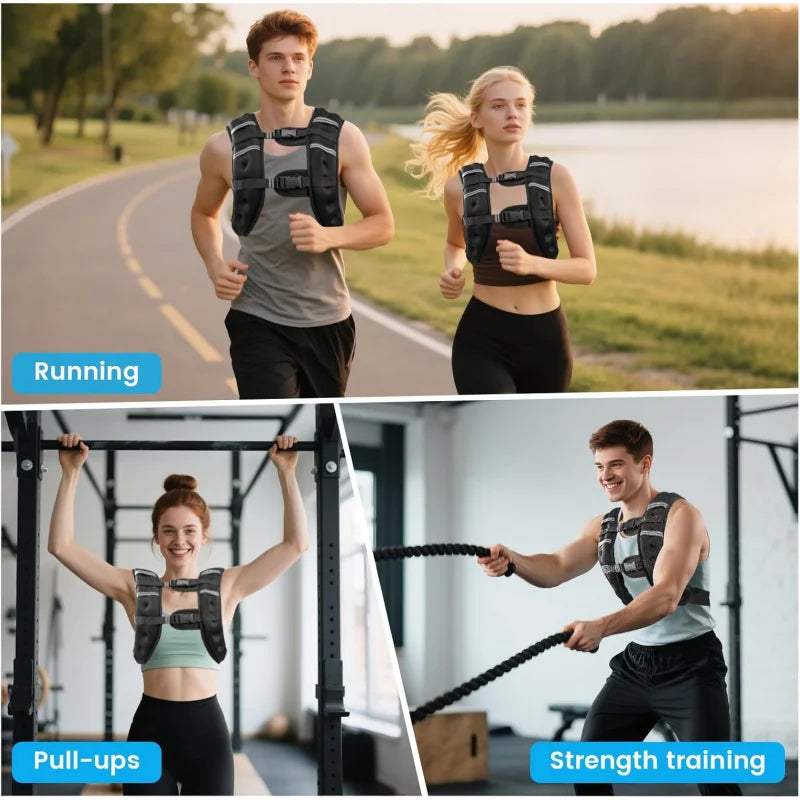 Weighted Vest,Men 6 Pound/8 Pound/12 Pound/16 Pound/20 Pound/30 Pound,Women with reflective stripes,Adjustable Weighted Vest,Sui