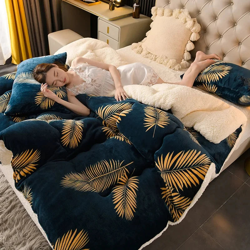 New Super Thick Winter Warm Blanket for Bed Artificial Lamb Cashmere Weighted Blankets Soft Comfortable Warmth Quilt Comforter