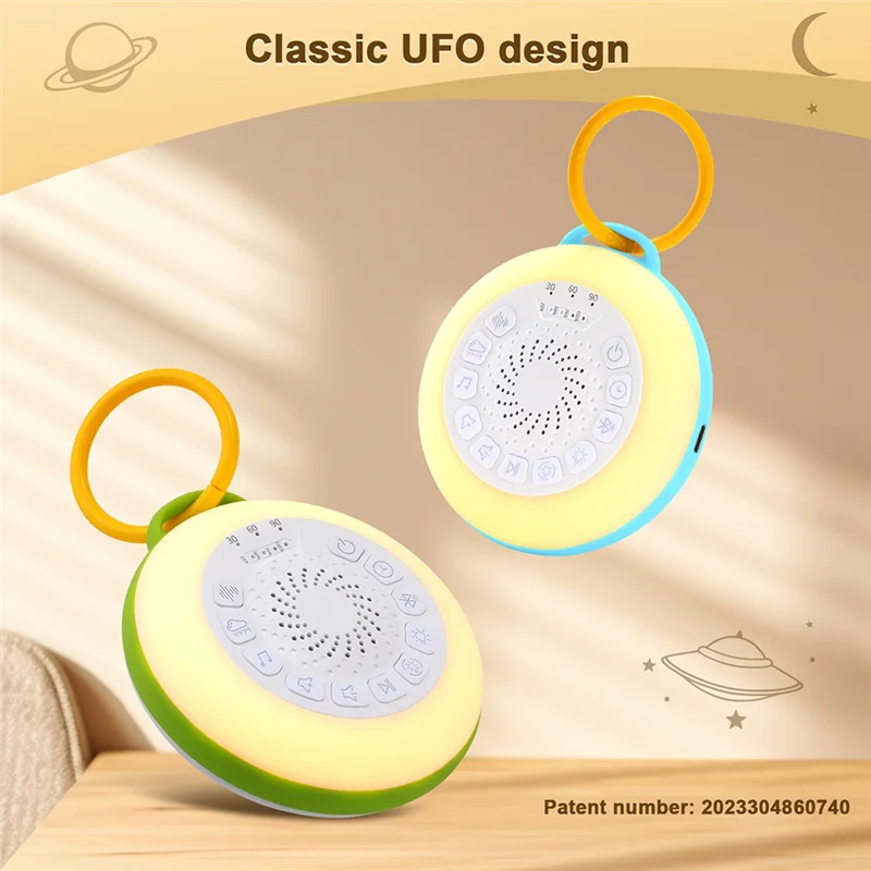 White Noise Machine With 11 White Noise Adjustable Night Light, Bluetooth Speaker,Timing Function Greenabht