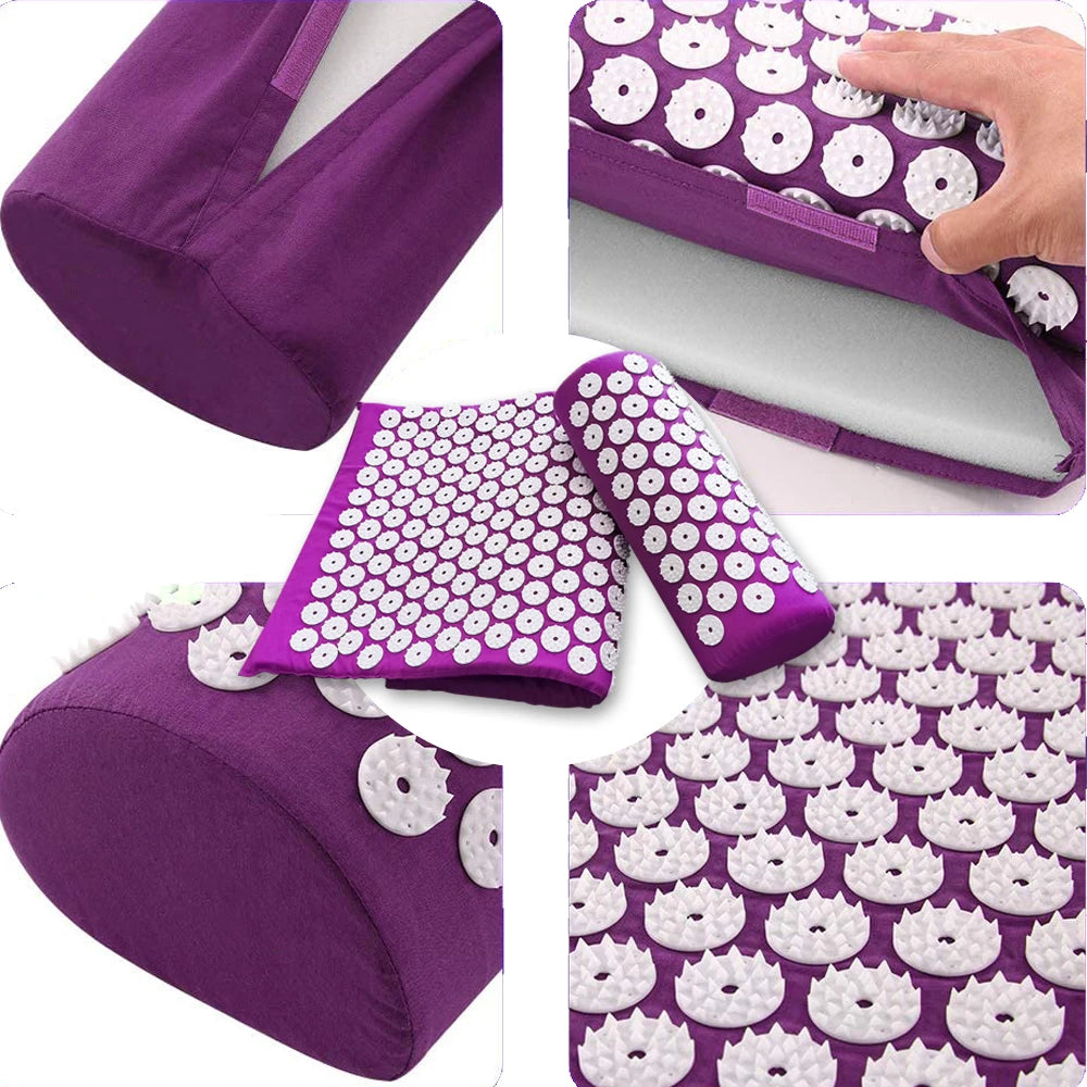 Acupressure Mat Sensi Massage Mat Pillow Set Acupuncture Massage Yoga Cushion Relieve Back Pain Foot Massager Shakti Mat