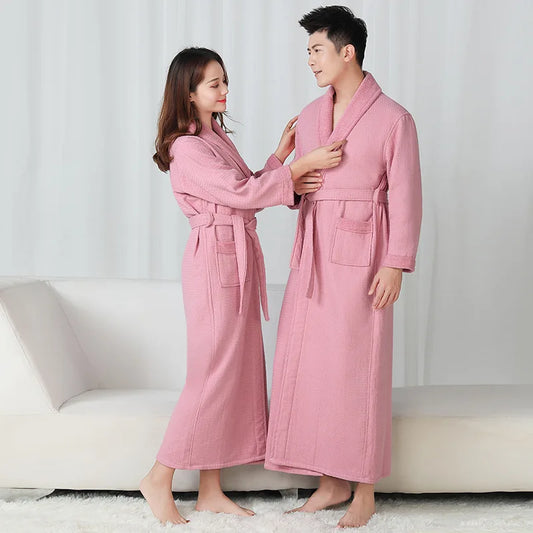 Unisex lovers Soft Bath Robe 100% Cotton Toweling Terry Robe Men And Women Nightrobe Sleepwear Male Casual Home Bathrobe