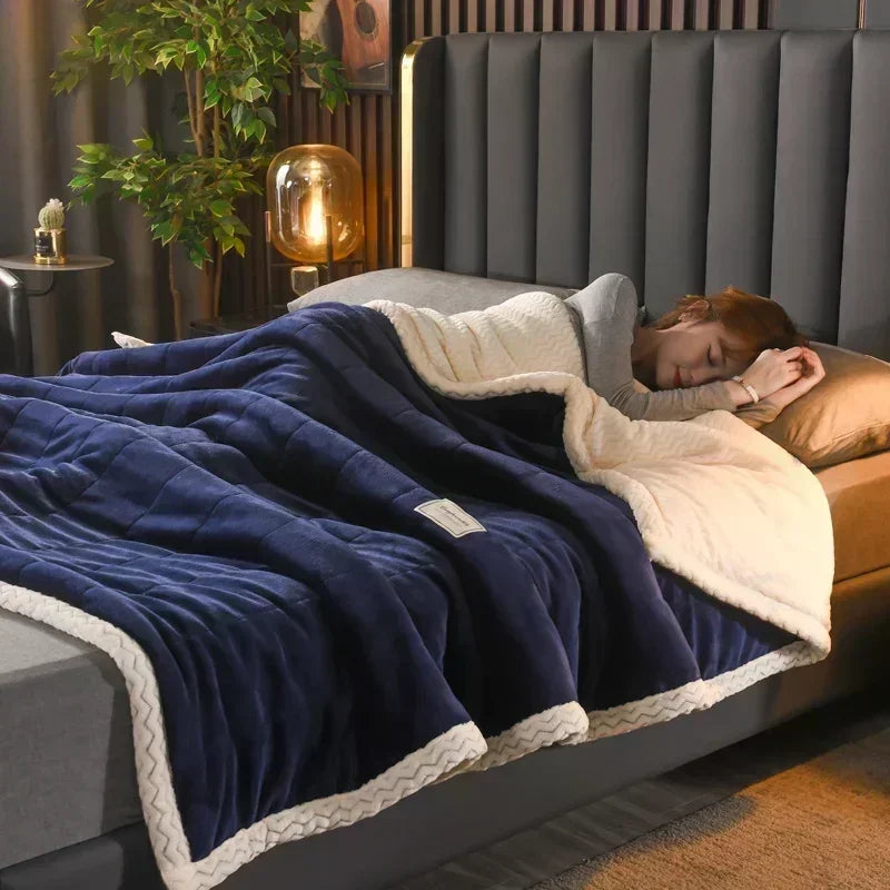 Milk Fleece Autumn Winter Warm Weighted Blankets for Beds European Thickened Beibei Velvet Throw Blanket Warmth Quilt Comforter