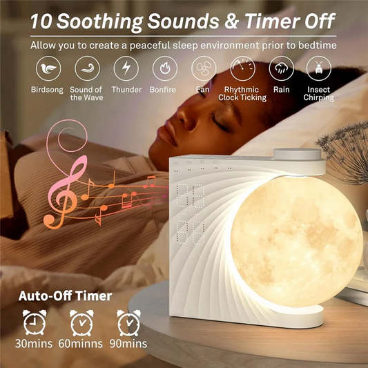 AA81-Sunrise Alarm Clock For Bedrooms, Moon Night Light Clock Wake Up Light For Kids Teens,White Noise Sound Machine