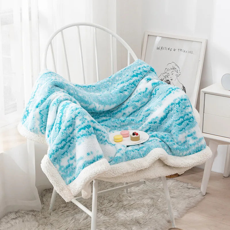 Cotton Velvet Winter Blanket Warm Jacquard Double-Sided Thickened Lambskin Blankets Comfortable Soft Multifunctional Blankets