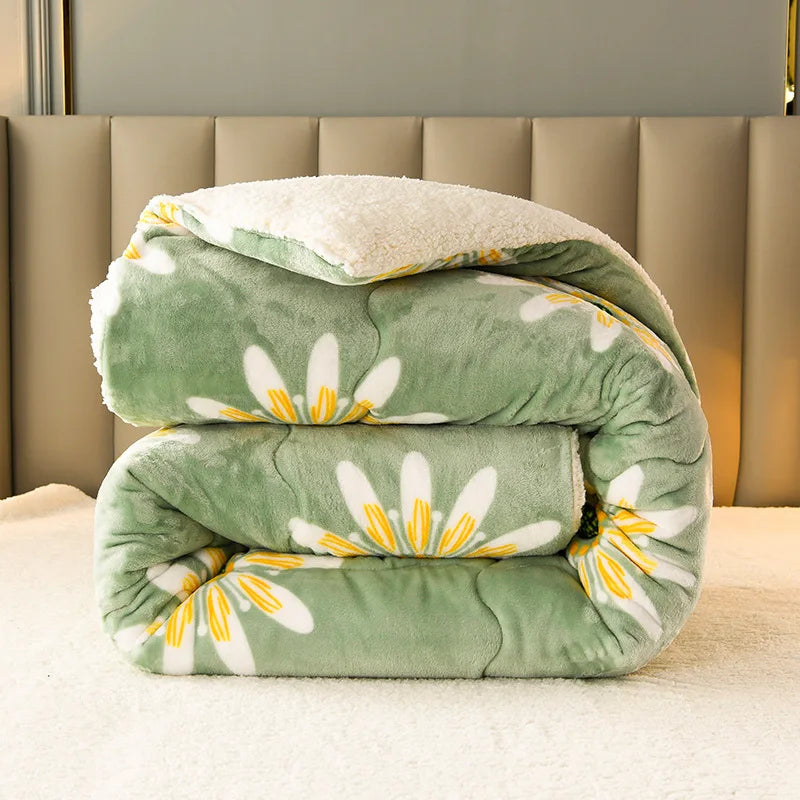 New Super Thick Winter Warm Blanket for Bed Artificial Lamb Cashmere Weighted Blankets Soft Comfortable Warmth Quilt Comforter