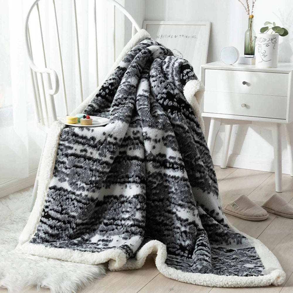 Cotton Velvet Winter Blanket Warm Jacquard Double-Sided Thickened Lambskin Blankets Comfortable Soft Multifunctional Blankets