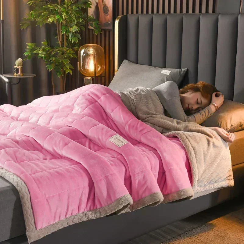 Milk Fleece Autumn Winter Warm Weighted Blankets for Beds European Thickened Beibei Velvet Throw Blanket Warmth Quilt Comforter