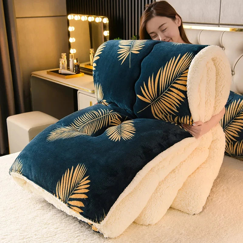 New Super Thick Winter Warm Blanket for Bed Artificial Lamb Cashmere Weighted Blankets Soft Comfortable Warmth Quilt Comforter