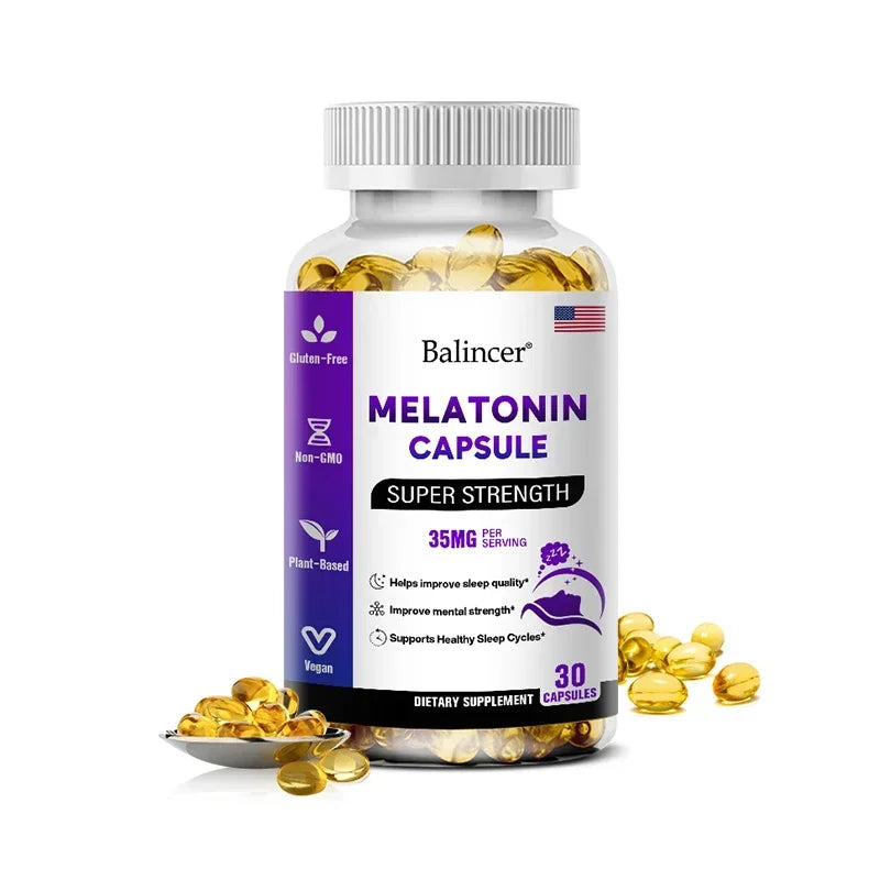 Contains 35 Mg Melatonin Capsules - Improve Insomnia, Promote Sleep Quality & Alertness, Help Deep Sleep, 120 Capsules