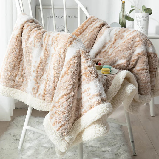 Cotton Velvet Winter Blanket Warm Jacquard Double-Sided Thickened Lambskin Blankets Comfortable Soft Multifunctional Blankets