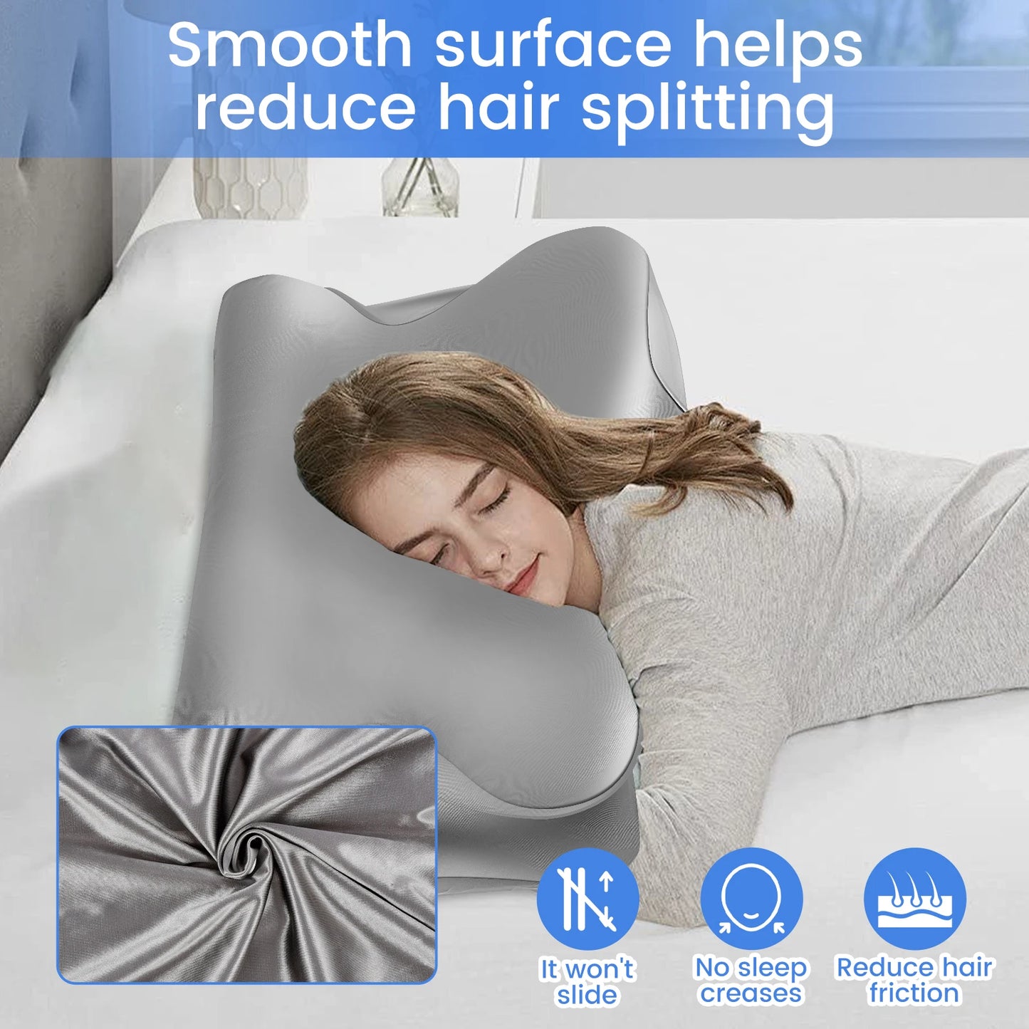 Silk Pillowcase Butterfly Shaped Pillow Cover Smooth Contour Pillowcase with Zipper Solid Color Cushion Cover Suitable for Home